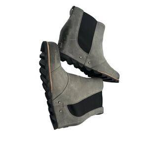 SOREL Lea Wedge Dark Gray Black Waterproof Boots 11 M festival Lagenlook 12-10